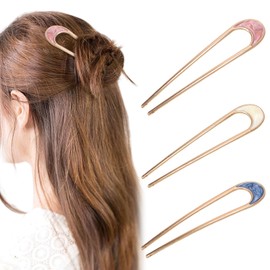BelleVive 3 Pack French Hair Pins, Exquisite Hair Fork, U Shaped Hairpin, Prong Hairpin Bun Hair Sticks, Styling Hair Accessories for Women and Girls for All Hair Types