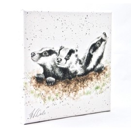 Wrendale Designs Badger Print on White Square Canvas 20 Centimetre The First Adventure
