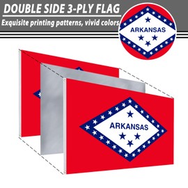 FLAGWIN Arkansas Flag 3x5 FT - 3 Ply Double Sided Polyester Arkansas State Flag with Brass Grommets - Vivid Color and Fade Proof State of Arkansas Flags 3x5 Outdoor