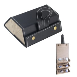 Aninako Glasses Case Stand, Multiple Storage, Sunglasses, Eyeglass Stand, Wall Hanging, Storage, Sunglasses Storage, Glasses Case, Sunglasses, Glasses Stand, PU Leather, Foldable, Convenient to Carry,