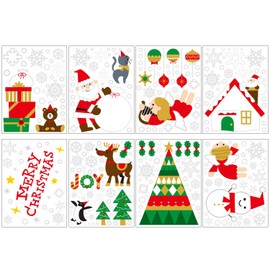 LOAVER 290pcs Christmas Window Clings,Xmas Snowflake Glass Window Sticker Santa Claus Reindeer Decals for Home Decoration