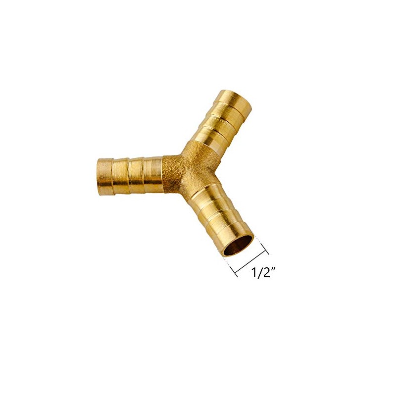 Quickun 1/2" ID Hose Brab, Brass Shaped Y 3 Ways