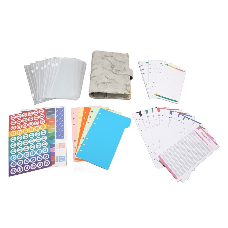 Budget Binder with Cash Envelopes PU Leather Marbling A6 Money