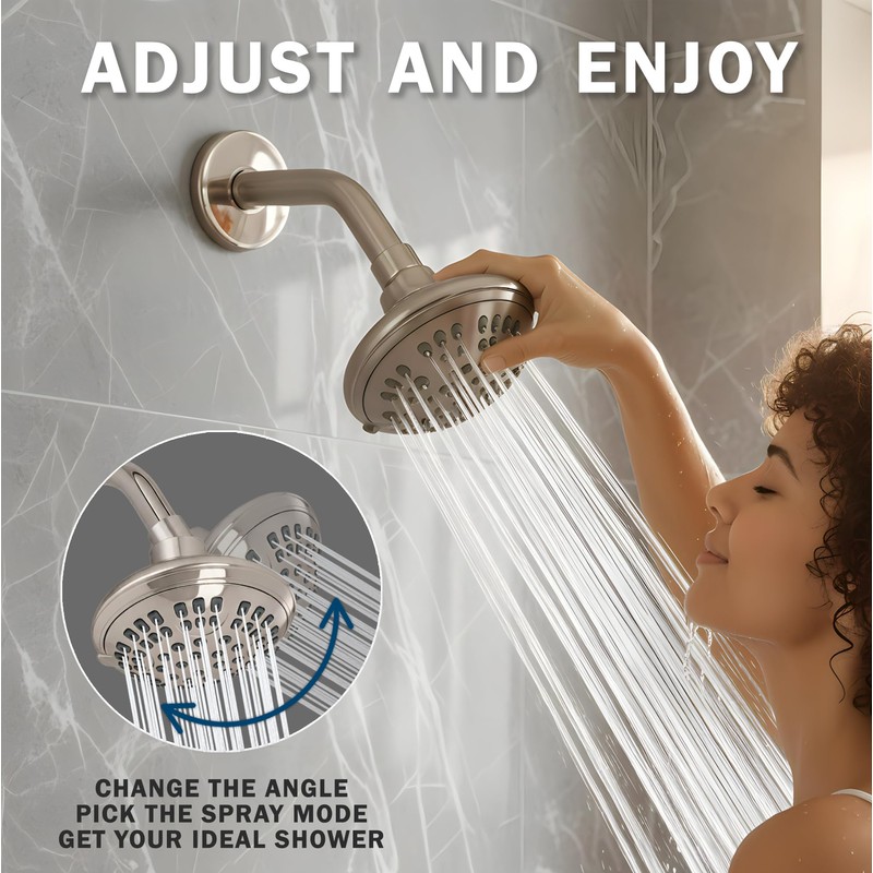 Aqua Elegante Brushed Nickel 1.8 GPM Luxury Shower Head, 6