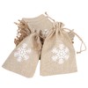 25Pcs Drawstring Bag Like Linen Snow Pattern Gift Bag Christmas