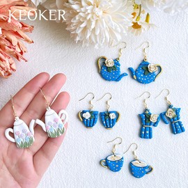 KEOKER Polymer Clay Cutters, Afternoon Tea Polymer Clay Cutter, Coffee Polymer Clay Earring Cutters for Jewelry Making (earring clay cutters)