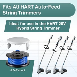 11Pack Compatible with Hart Auto-Feed String Trimmer Cordless Trimmers and Cover Cap Replacement Part,Replacement Hart Auto-Feed Spool Line each Pre-Wound 0.065" String Spool 11ft (10Spools, 1Cap)