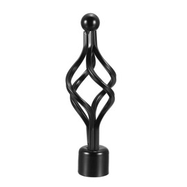 sourcing map Curtain Rod Finials Iron Cap End for 28mm Drapery Pole Black 150mm X 56mm