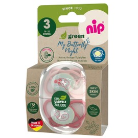 Skin & Tooth-Friendly nip Butterfly Light Dummy: Flat Teat, Soft & Flexible, Disc Extra Light & Airy, BPA-Free, with Box, 16-32 Months, Red