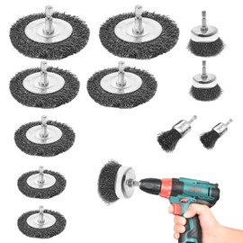 12 Piece Wire Brush Drill Set, 6 mm Wire Brush Cordless Screwdriver, with Hexagonal Bar, Metal Brush, for Polishing and Grinding.