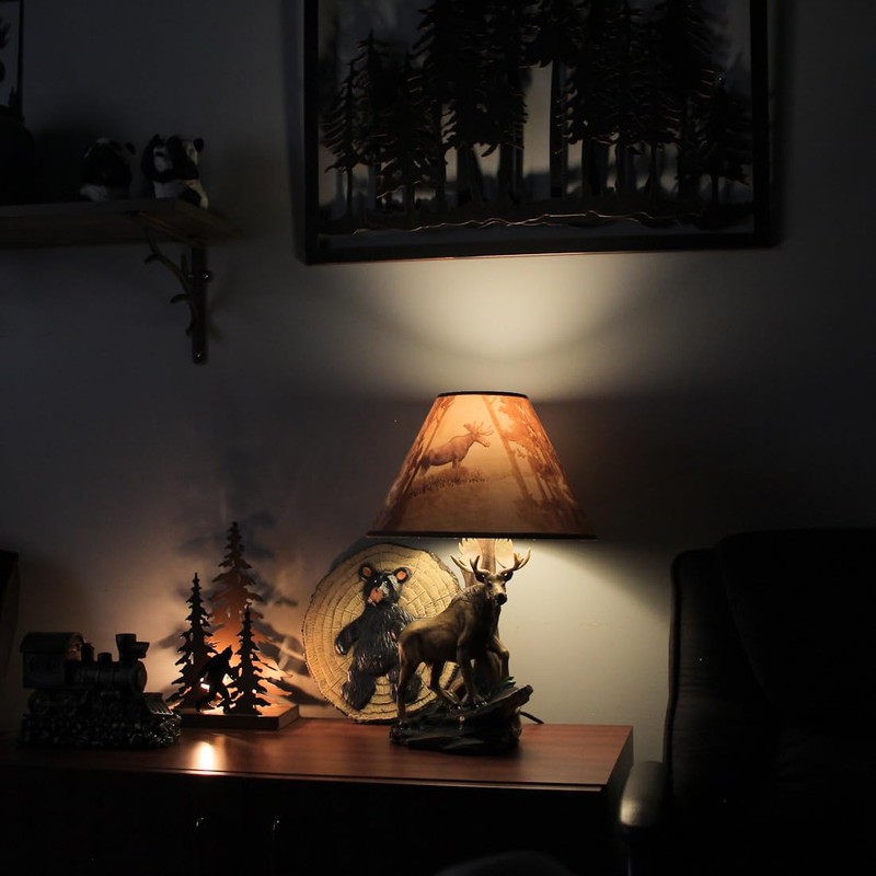 North American Bull Moose Table Lamp with a 12-Inch Diameter