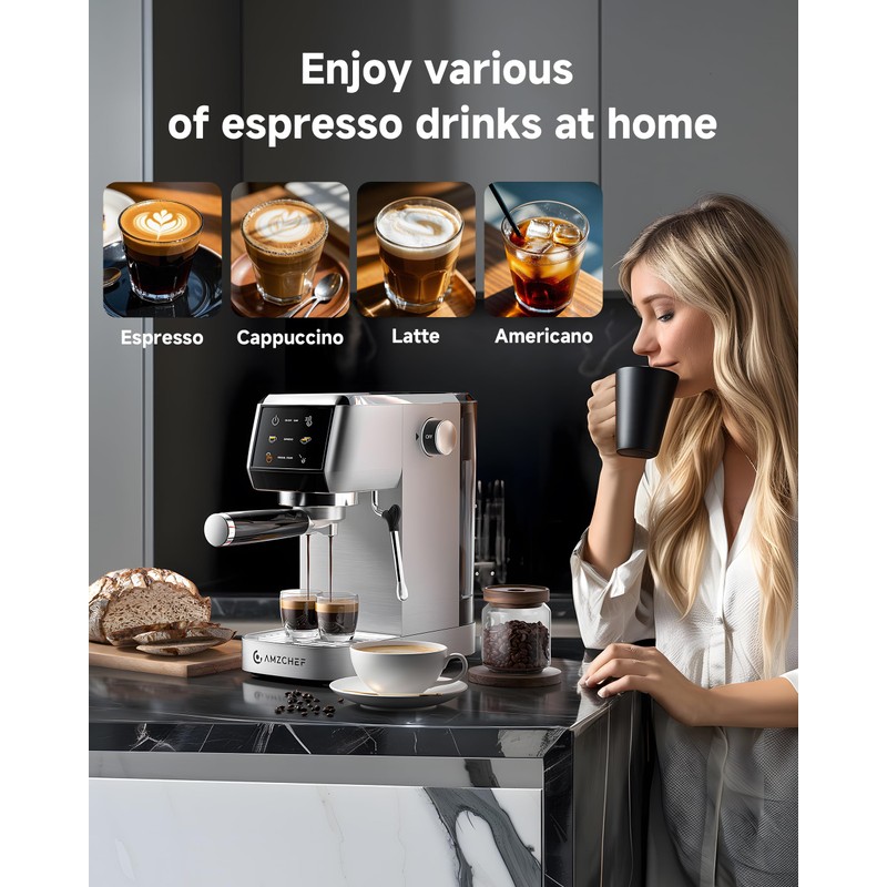 AMZCHEF Espresso Machine 20 Bar – Professional Coffee Maker with