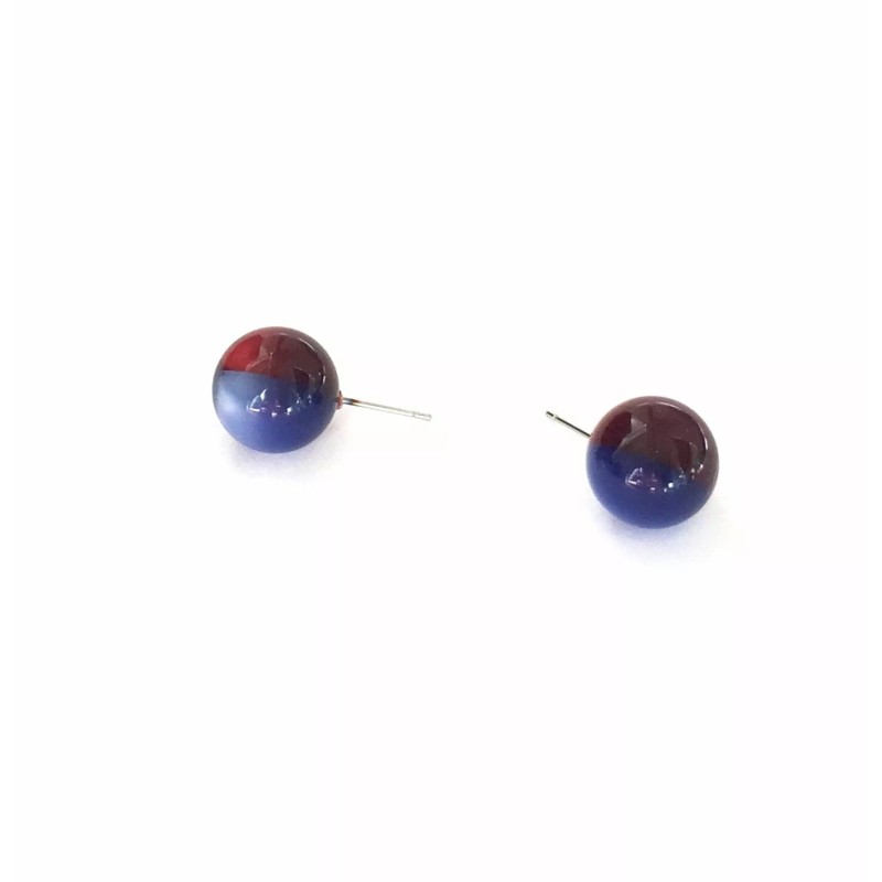 Leetie Lovendale Cobalt Blue and Red Moonglow Lucite Harlequin Stud