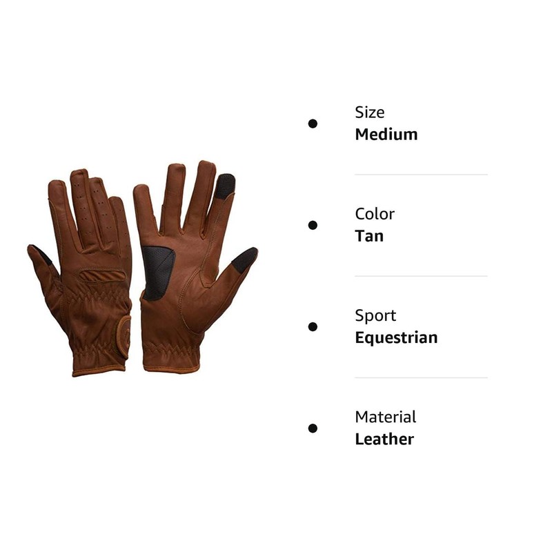eGlove EQUEST GRIP PRO Leather Touchscreen Horse Riding Gloves (Tan,