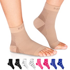 NEWZILL Plantar Fasciitis Socks with Arch Support, Best 24/7 Foot Care Compression Sleeve, Eases Swelling & Heel Spurs, Ankle Brace Support, Increases Circulation (XXL, Nude)