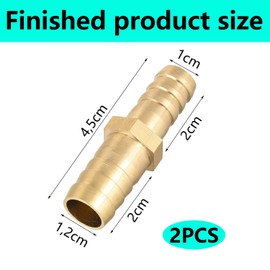QZKJQDD 2 Pcs Traight Brass Barb Fitting Reducer, 2 Way Straight Air Hose Brass Reducer Fittings Straight Connector, 12mm to 10mm Fittings Straight Connector for Water Gas Oil Boat Air Pipe