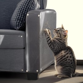 THLHKD 16 Pcs Cat Couch Protector, Single Side Anti Scratch Furniture Protector with 4 Holes, Cat-Friendly, Easy to Stick & Fix, Couch Protector from Cat Claws for Living Room(16P+70 Pins)