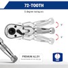 WORKPRO 1/4" Drive Stubby Ratchet, 2-In-1 Socket Wrench Flex Head