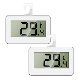ORIA Digital Refrigerator Thermometer, Mini Freezer Fridge Thermometer, LCD Display, Max Min Function, for Kitchen, Home, Restaurants, Bars, 2 Pack, White