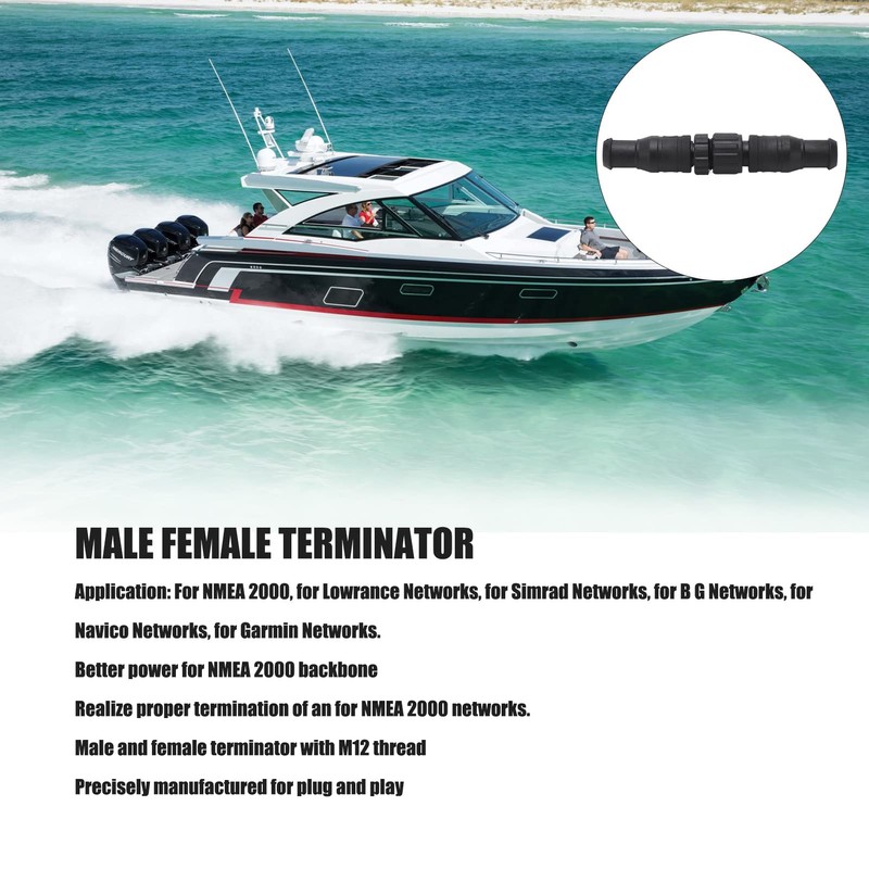 Ymiko NMEA 2000 Pairs Male/Female Terminators, 2 Pieces Marine for
