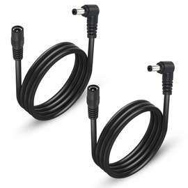 GINTOOYUN 2 Pack DC5525 Power Extension Cable, DC 5.5mm x 2.5mm Right Angle Male to Female Power Adapter Cable，3FT 18AWG Heavy Duty Cord for Strip Lihgt,CCTV,Car,Monitors,etc. 1M