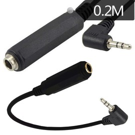 AKNPMHT 6.35MM Mono Standard Plug Female to 3.5mm Stereo Mini Jack 90 Degree Male Home Audio Cable 20CM