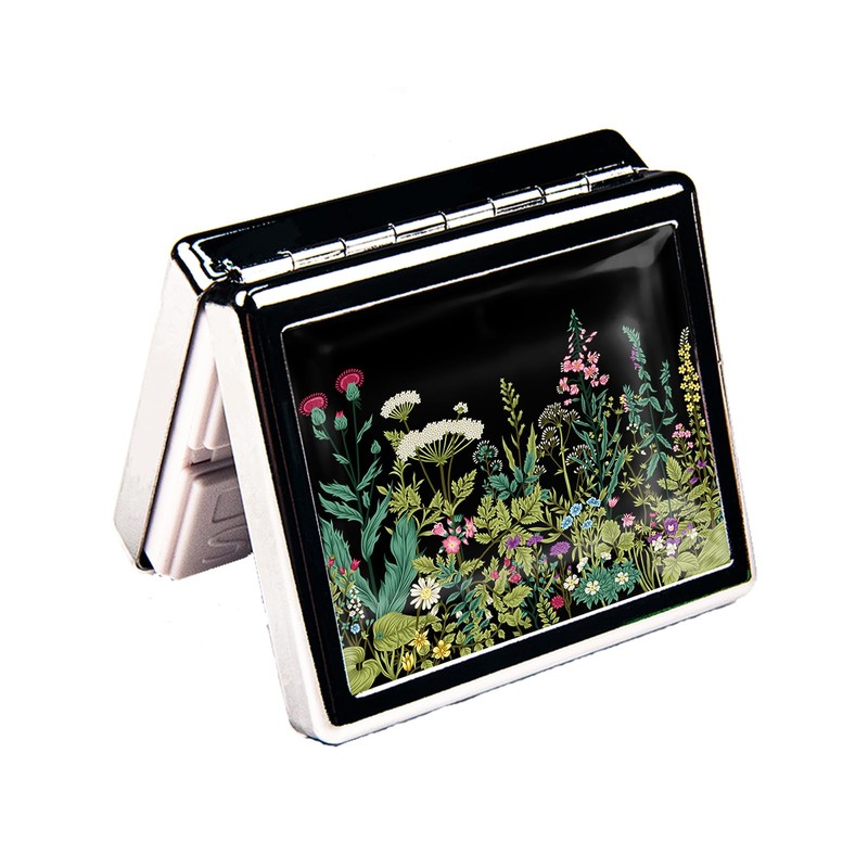 HowGuu 7 Days Chromed Shiny Silver Pill Organizer with Mirror