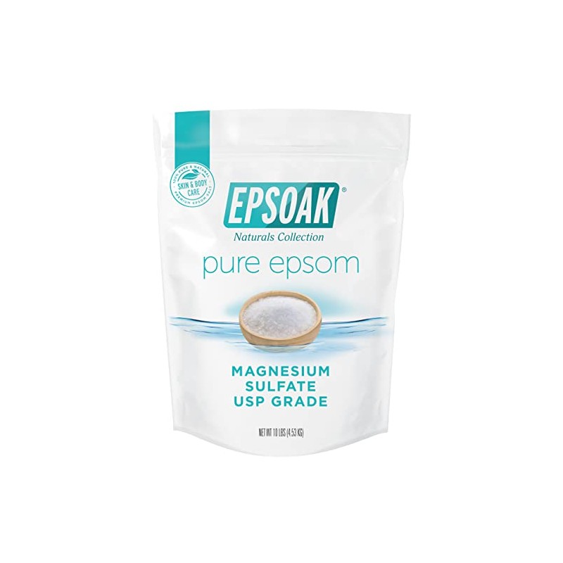 Epsoak Epsom Sal 10 libras Sulfato de magnesio USP, Blanco,