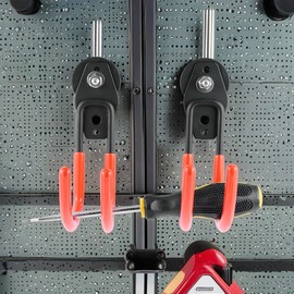 2 Pack Magnetic Garage Hooks Heavy Duty,Garage Storage Hooks,Wall Mount Garage Hanger&Organizer for Organizing Garden Lawn Tools,Ladders,Bulk Items,Bikes,Ropes (Orange, 2.8inch)