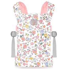 GAGAKU Baby Doll Carrier for Kids Stuffed Animal Carrier Reborn Baby Carrier with Adjustable Straps for American Girl Doll Bitty Baby Doll Accessories - Pink (Flowers)