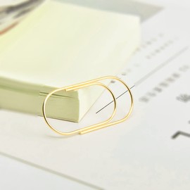 Gold Jumbo Big Paper Clips, 20pcs Oversized Gold Paperclips 50mm/2 inch Non Skid Smooth Finish Steel Wire Office Supply Accessories