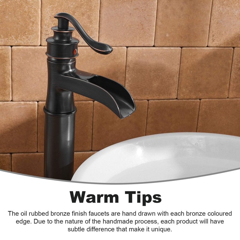 BWE Bronze Vessel Sink Faucet Waterfall Single Handle Bathroom Faucet