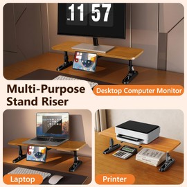 nediea Ergonomic Wooden Monitor Stand Riser with Height Adjustable Button