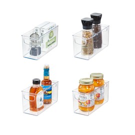 iDesign Stackable Pantry Bins with Handles for Cabinets or Fridge, Set of 4, Clear, Made in USA