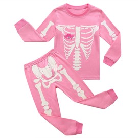RKOIAN Little Boys Girls' Pajamas Sets Glow in The Dark Toddler Pjs Cotton Kids Sleepwear (7 Years, Pink/Skeleton)