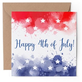 1 x Greeting Card - Happy 4th July USA America Flag - Blank Birthday Celebration Anniversary #52944