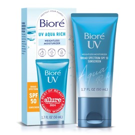 Bioré UV Aqua Rich SPF 50, Humectante Diario y Protector Solar para el rostro, 1.7 oz