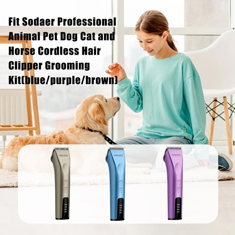 Sodaer Adjustable Blades Compatible Professional Pet Dog Cordless Hair Clipper