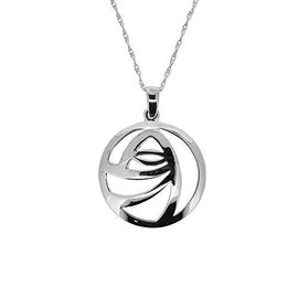925 Sterling Silver Precious Metal Charles Rennie Mackintosh Art Nouveau Crm Glasgow Rose Design Round Shaped Necklace Pendant Large
