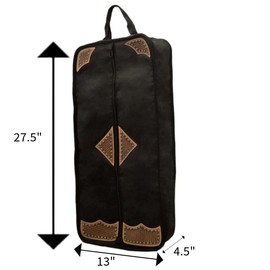 Tahoe Premium Durango Western Halter, Bridle/Headstall Carry and Storage Bag - Three Layer Waterproof Padded Construction with Hand Grip - Folds for Easy Storage - Hand Tooled Basket Weave Leather Accents