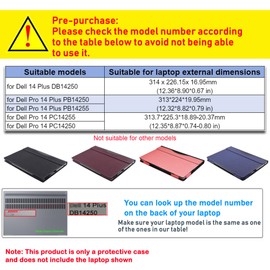 Laptop Case Cover for Dell 14 Plus DB14250 & Pro 14 PC14255/PC14250 & Pro14 Plus PB14250 /PB14255 Sleeve,PU Leather Protective Shell Notebook PC Bag Accessories (Dark Blue)