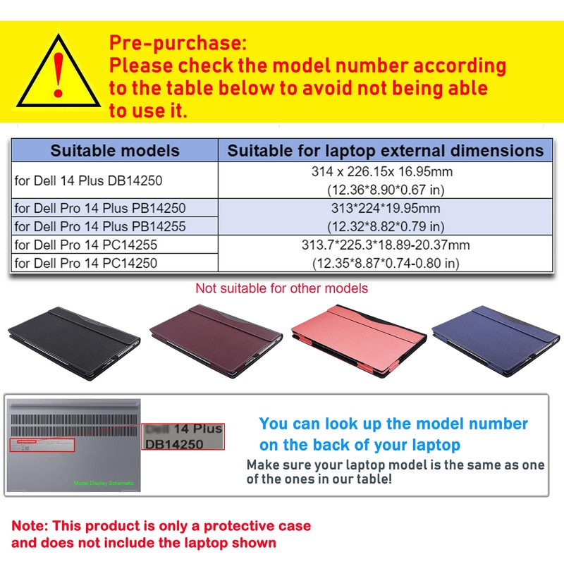 Laptop Case Cover for Dell 14 Plus DB14250 & Pro