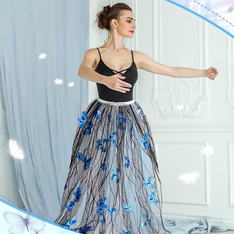 AHANDMAKER 2 Yards 3D Vivid Butterfly Lace Fabric, Butterfly Floral