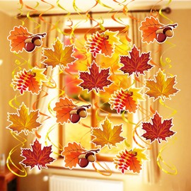 Fall Party Decorations/32 Pieces Fall Leaves Hanging Swirls Maple Leaves Decorations Fall Thanksgiving Ceiling Hanging Decorations for Home Autumn Thanksgiving Harvest Party Decor