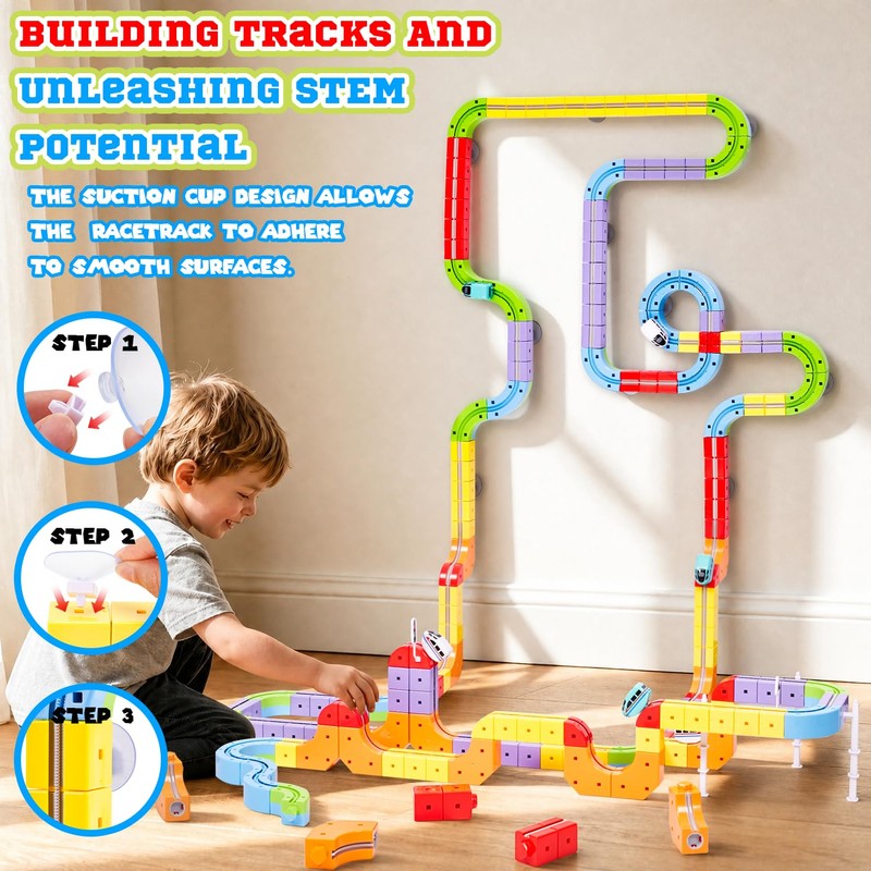 Electric Train Set for Kids, 32 Piece STEM Track Building