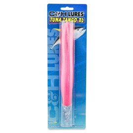 C&H Lures Tuna Tango XL Lure, Pink/Silver Skirt, 2.5 oz Head, 8.5 inches