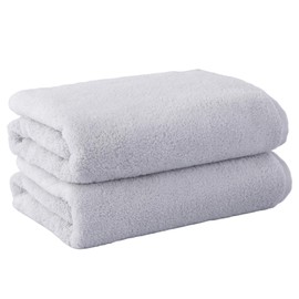 (Ultra Long Cotton, Non-Twisted Yarn) Bath Towel, Towel Comfort, Water Absorbent, Light Gray, 2 Piece Set, Water Absorbency, Plush, Fluffy, Soft Touch, Absorbent, Quick Drying, Less Pilling Resistant,