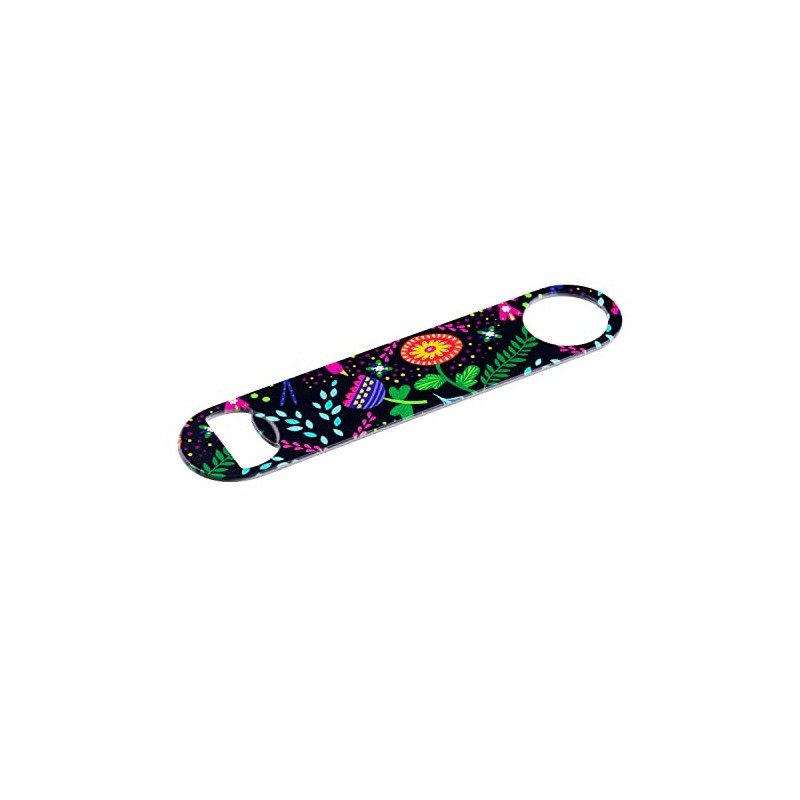 Flower Pattern Powder Coated Steel Bottle Opener