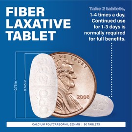 MAJOR Fiber-Tabs 625 Mg Tablets - Fiber Therapy for Regularity - Occasional Constipation Relief for Adults - 90 Count (2 Pack)