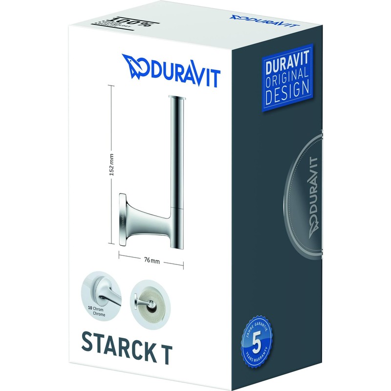 Duravit 0099371000 Starck T Toilet Paper Holder - Polished Chrome